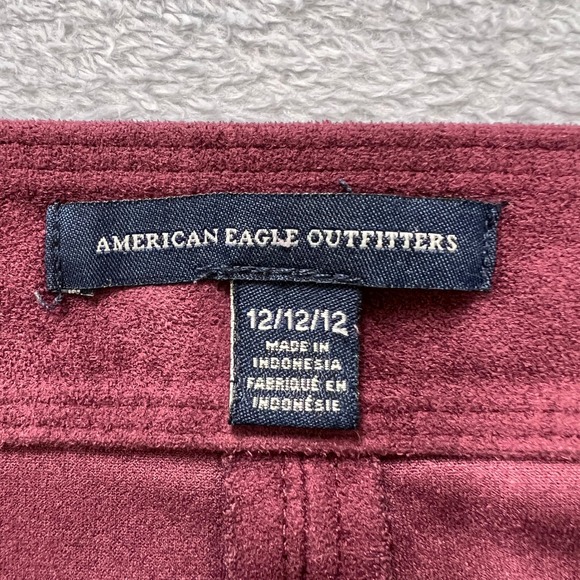 American Eagle Skirt Women's 12 Burgundy A-Line Button Front Mini Scallop Hem‎ - Picture 3 of 7